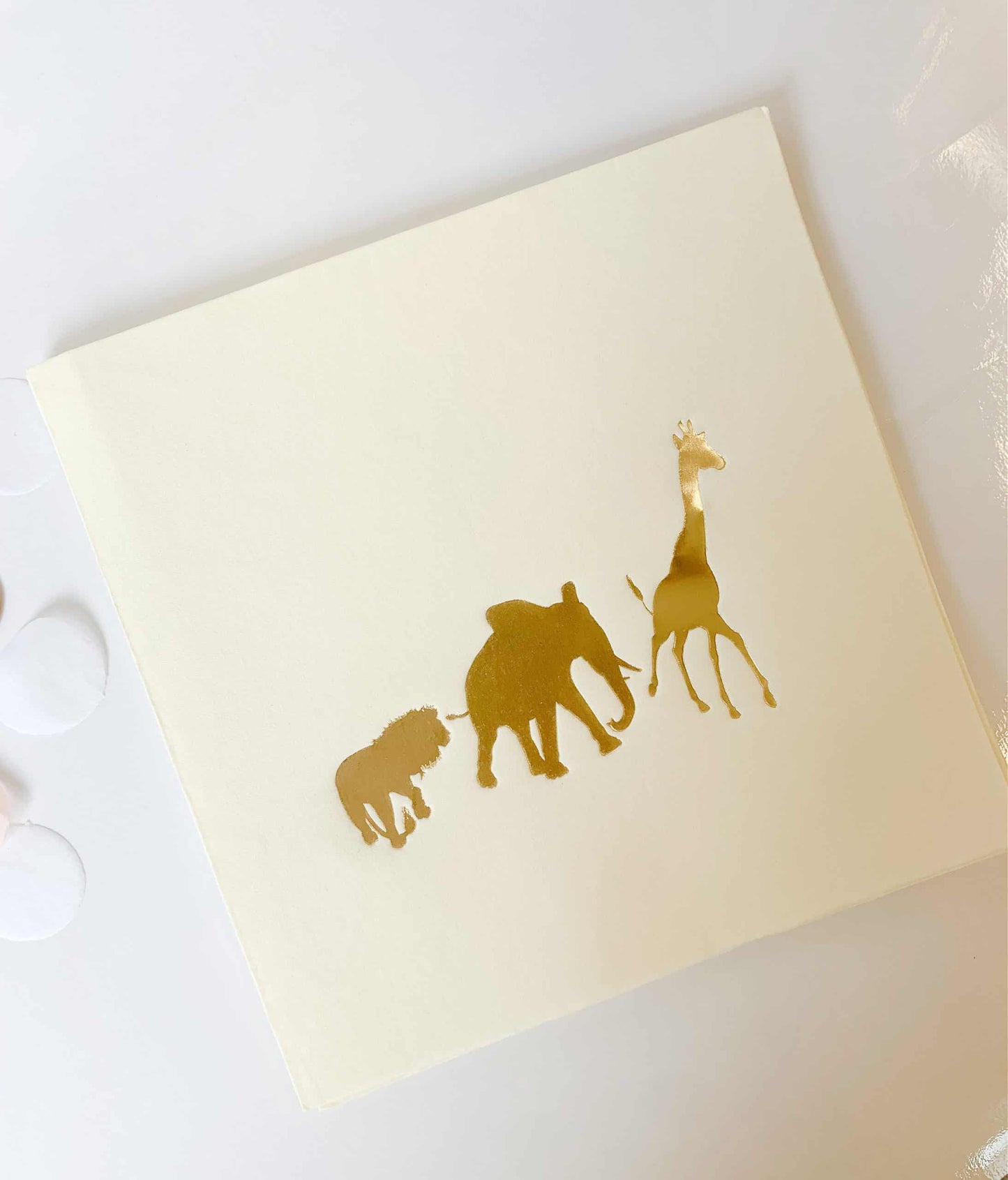 Safari Baby Shower Napkins gold foil on cream luncheon napkins