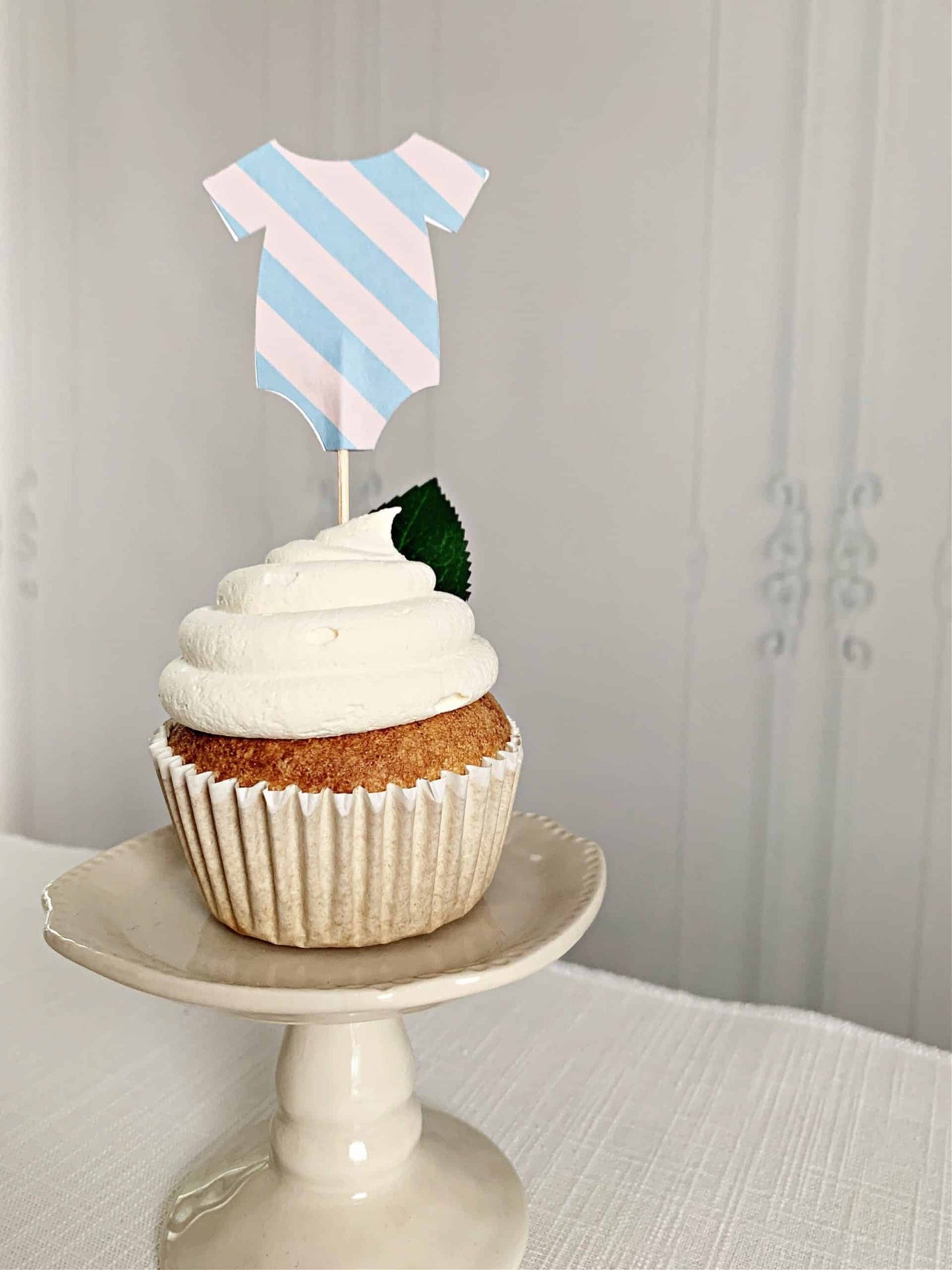 Gender Reveal Onesie Cupcake Toppers - Blue & Pink