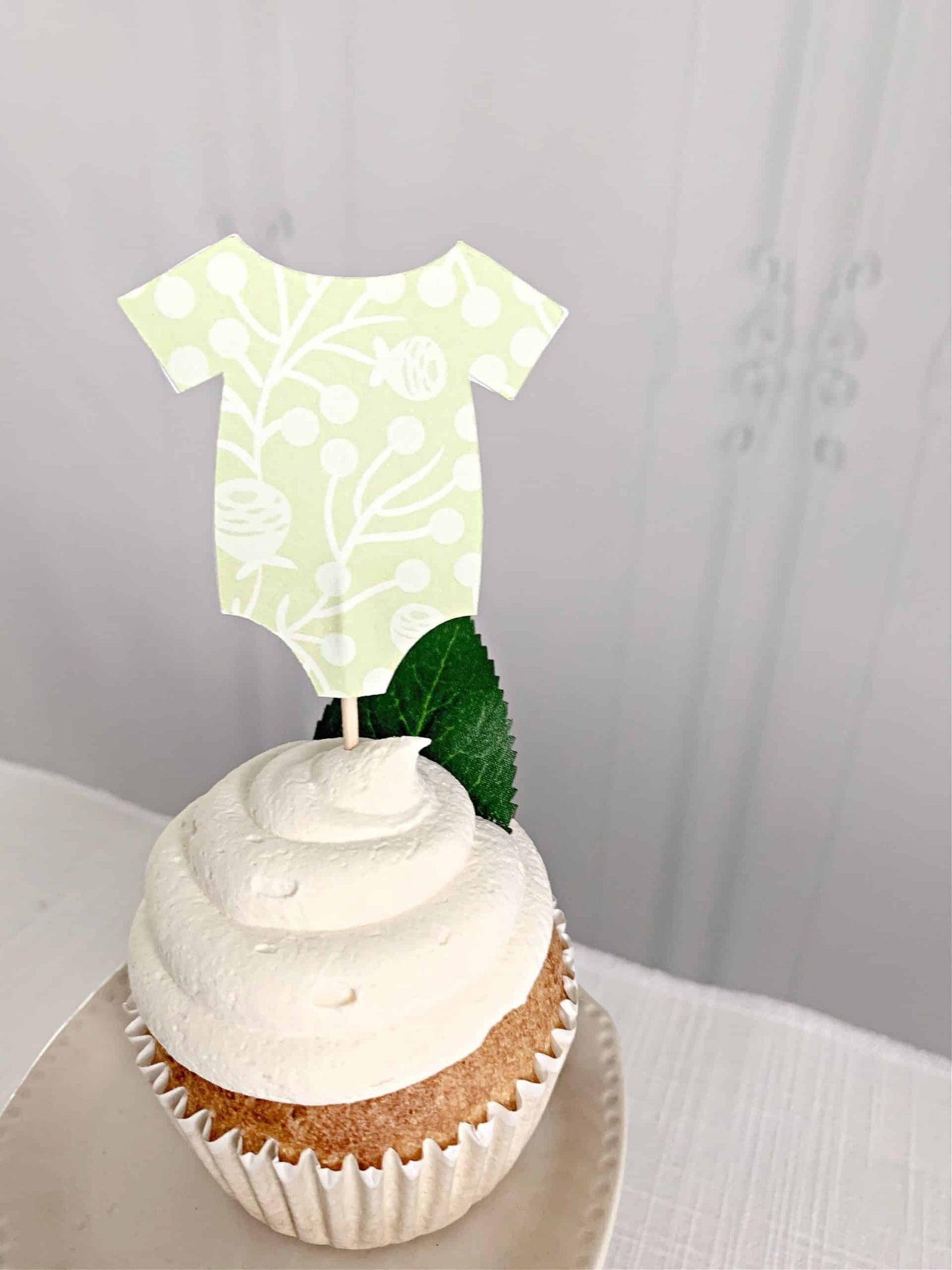 Greenery Onesie Cupcake Toppers
