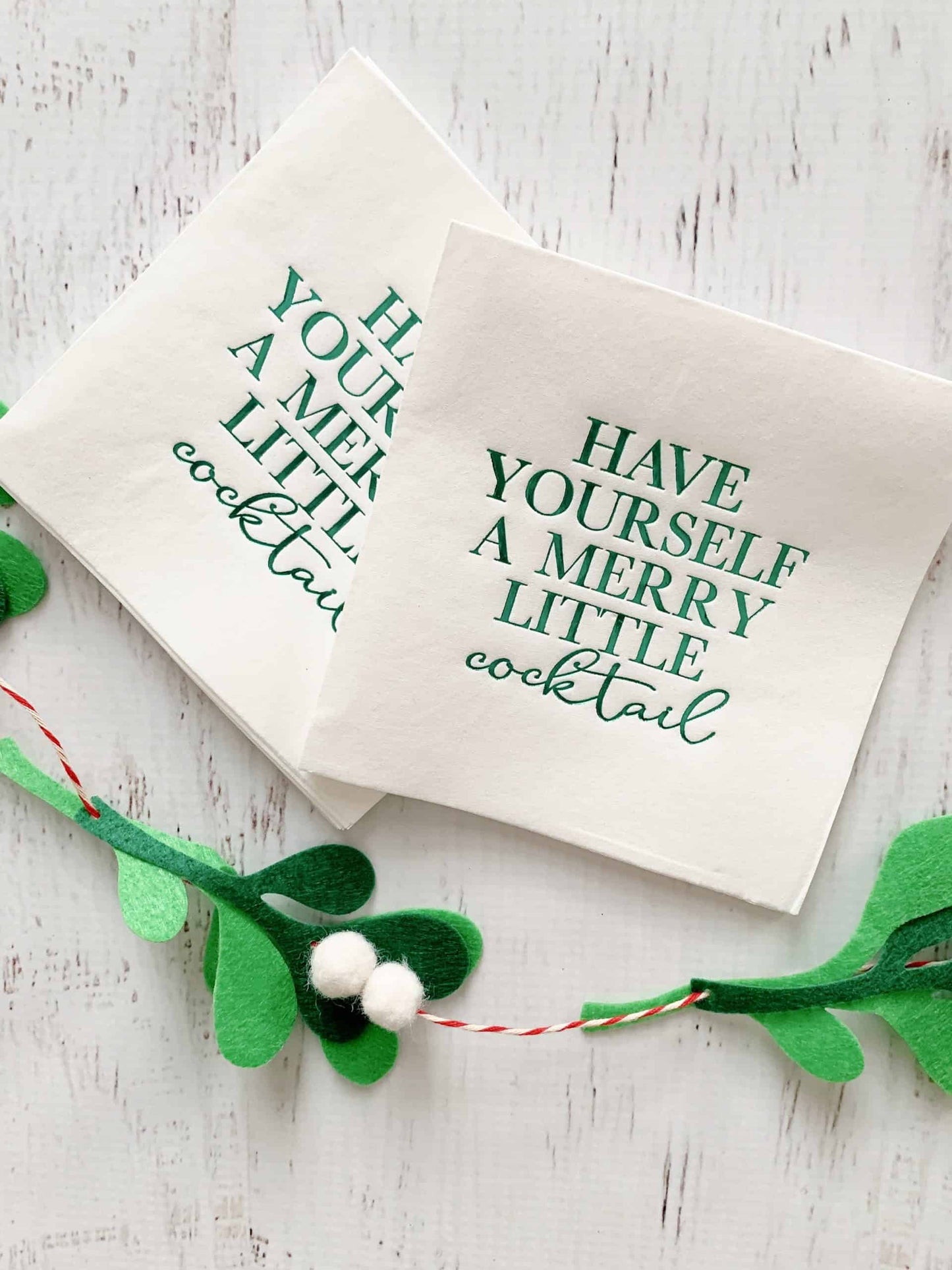 Have Yourself a Merry Little Cocktail Christmas Cocktail Napkins in green