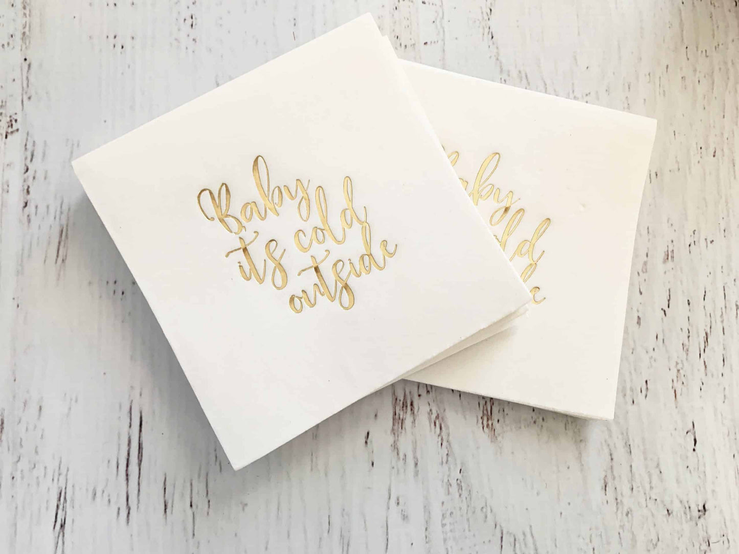 Baby It's Cold Outside Cocktail Napkin - Gold Foil