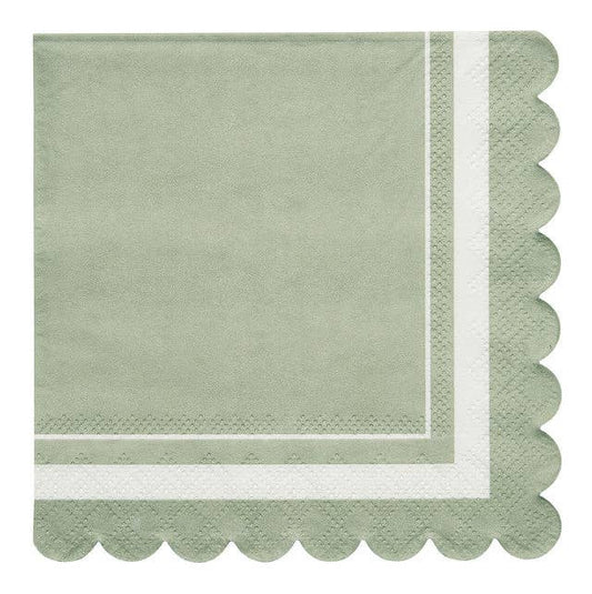 Sage Scalloped Cocktail Napkin / Set 20