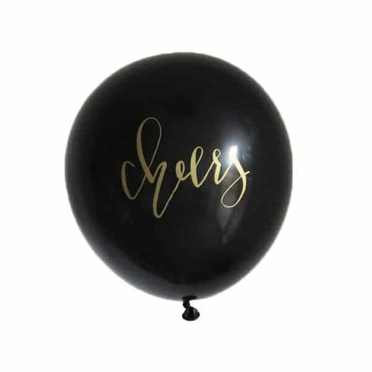 Cheers Balloons Black with Gold - NYE 2026 Party Balloons Set of 3