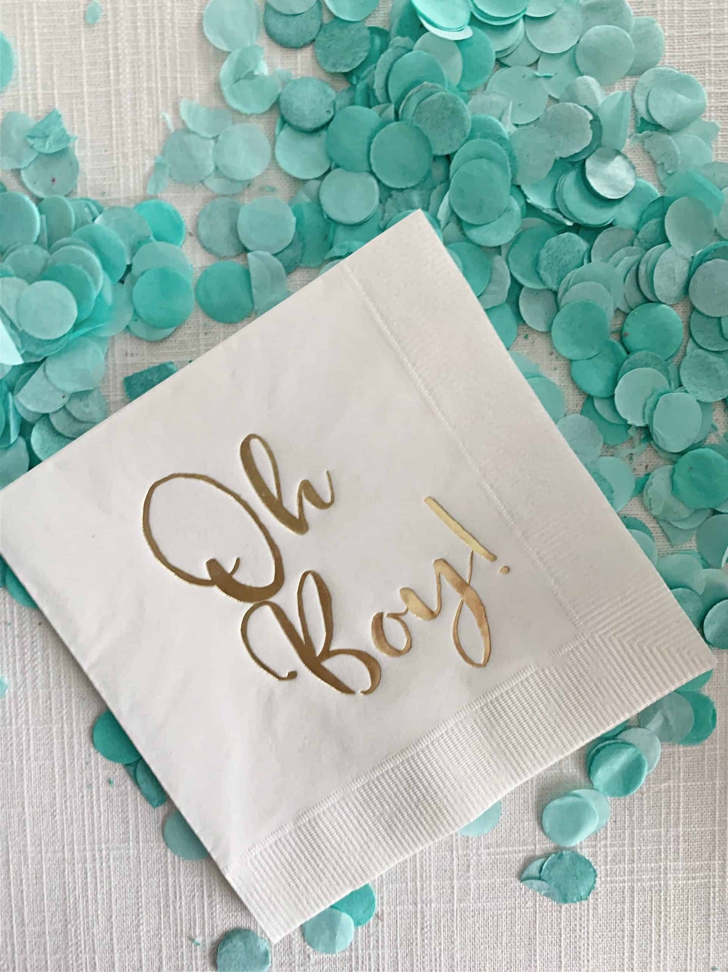Oh Boy! Gold on White Baby Shower Cocktail Napkins