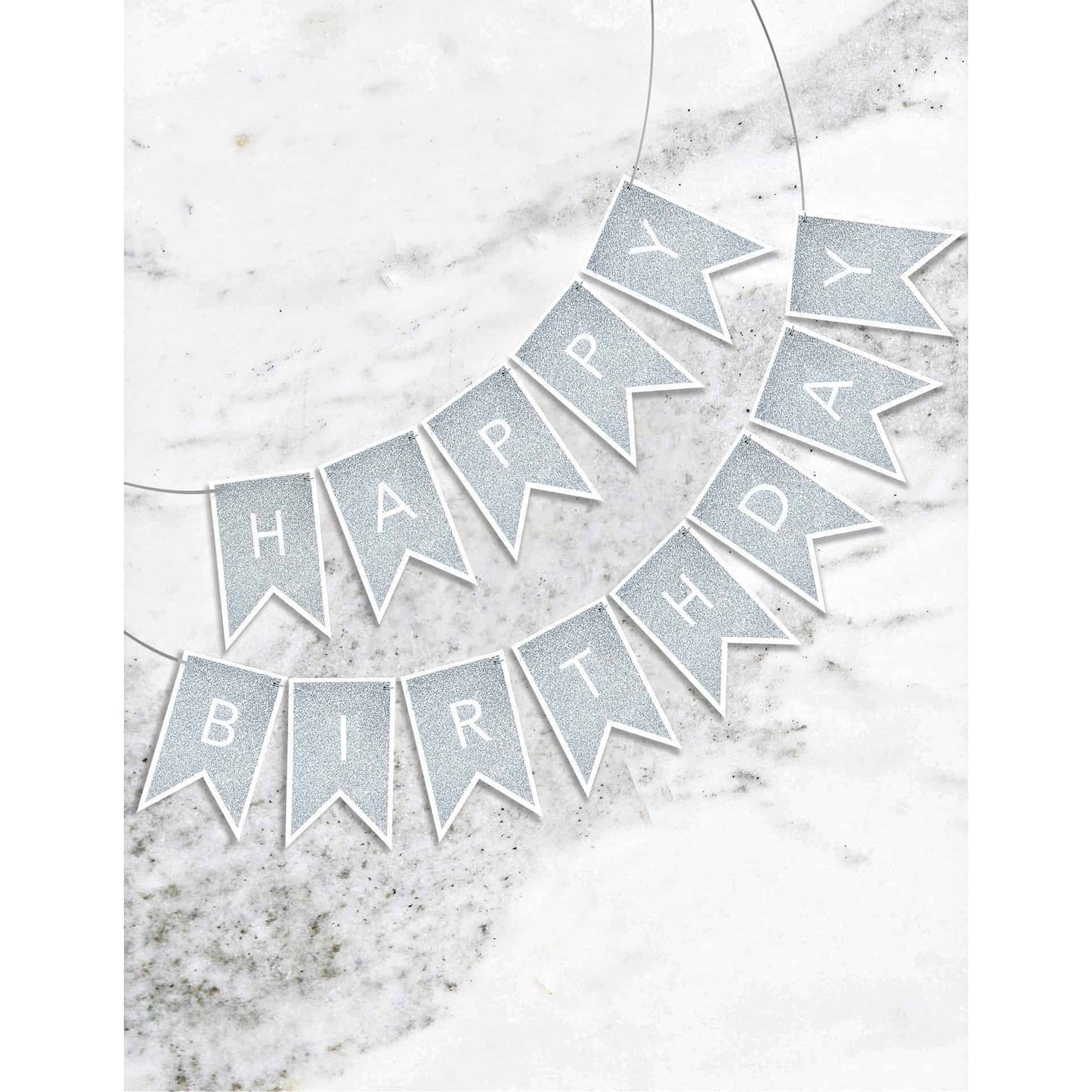 Disco Happy Birthday Banner in Silver
