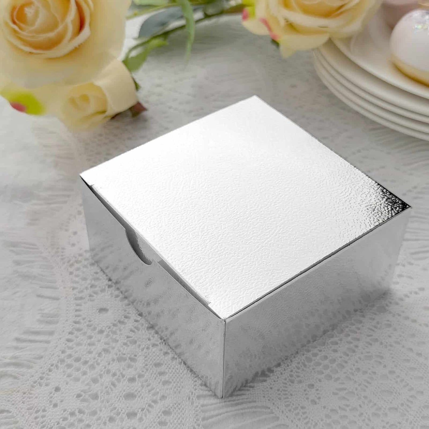 Cake and Donut Boxes - Shiny Silver