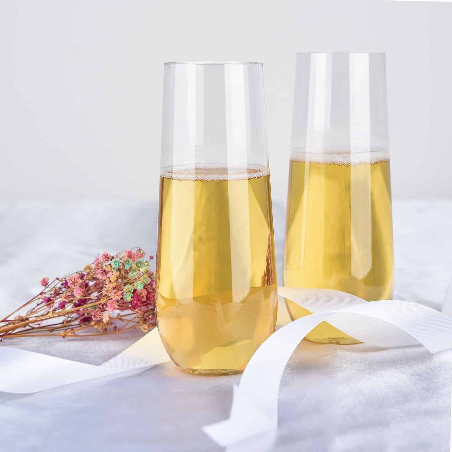 Stemless Champagne Flutes - Clear Plastic
