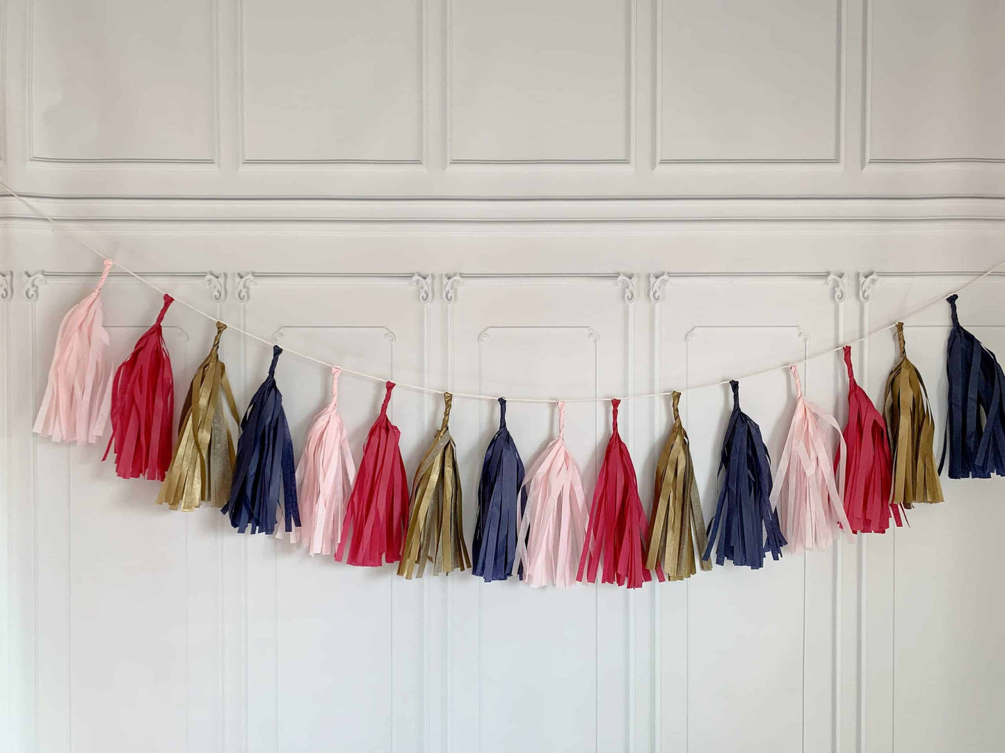Burgundy, Blush, Navy Tassel Garland