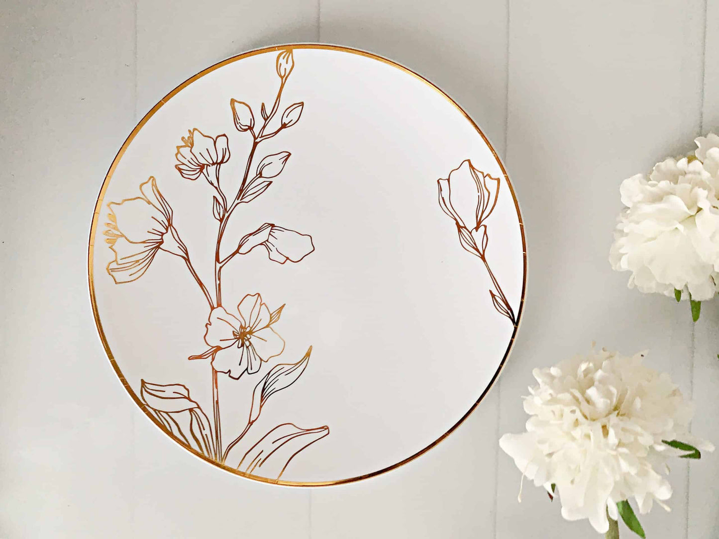 Gold Floral Dessert Plates - Plastic