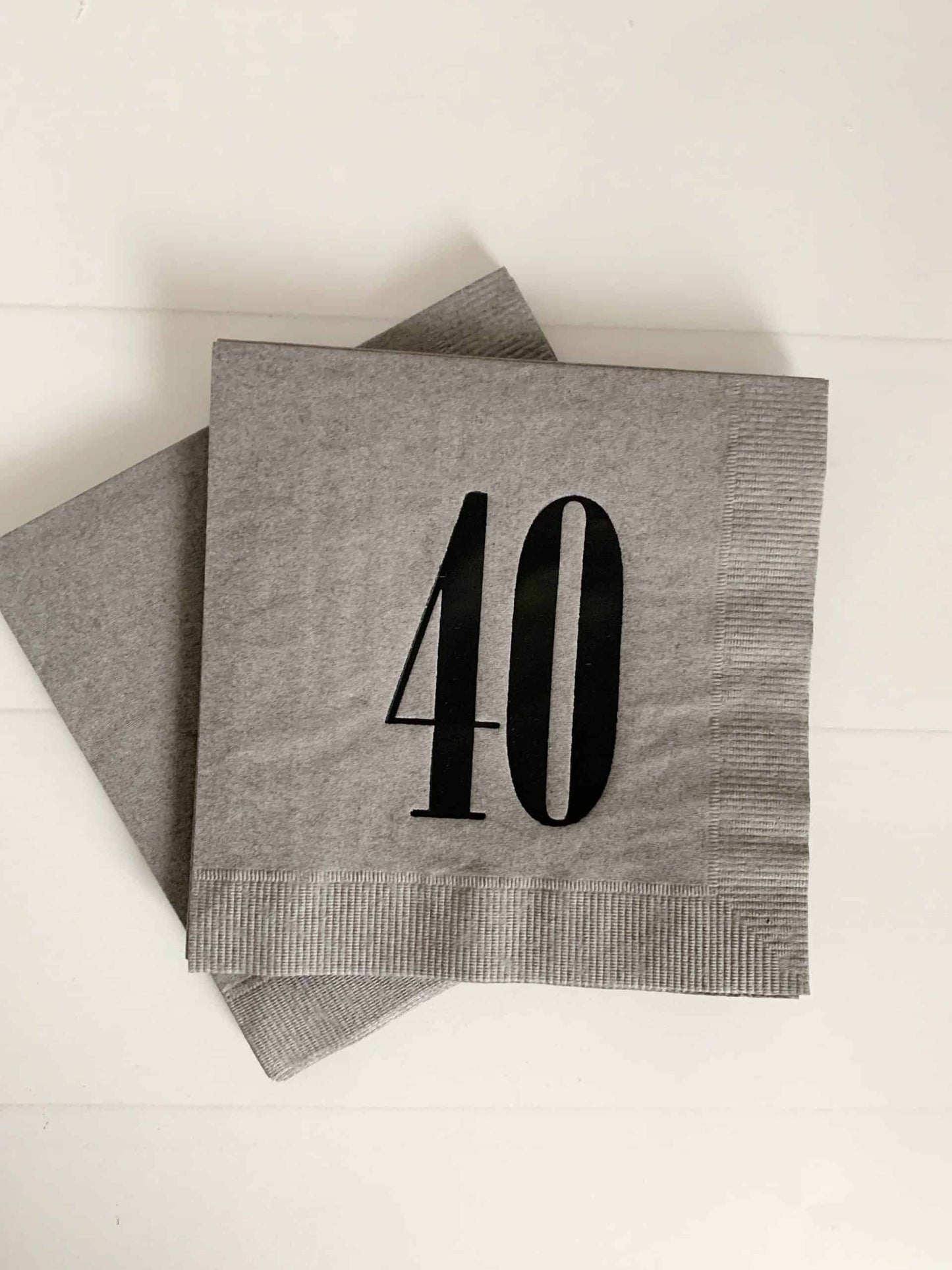 40th Birthday Napkins - Grey & Black