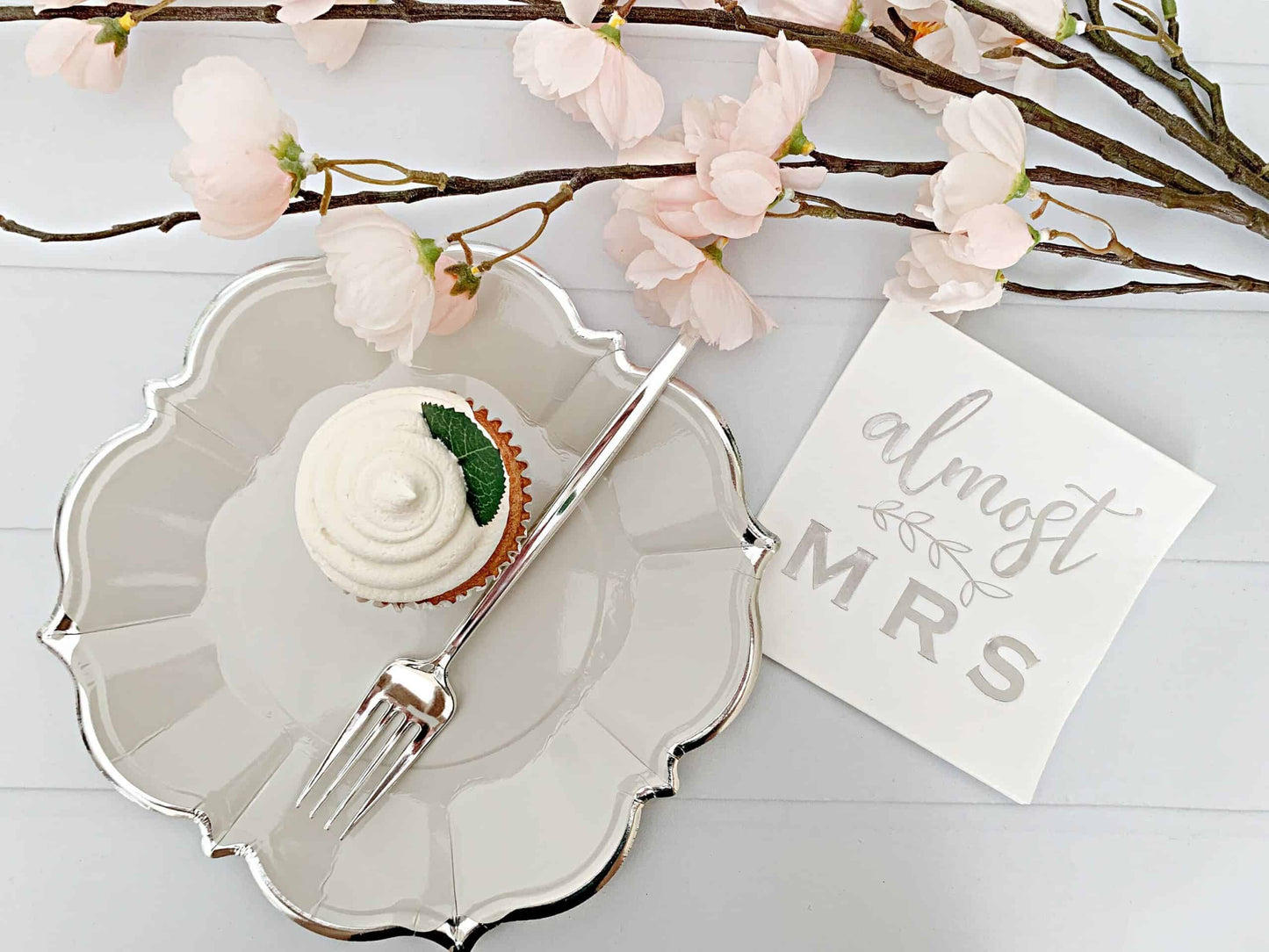 Almost Mrs. Bridal Shower Cocktail Napkins - Silver