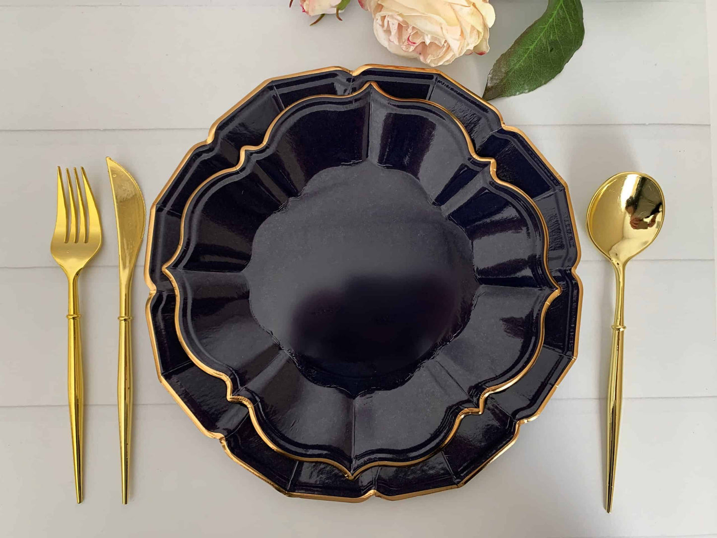 Navy Scalloped Dinner Plates