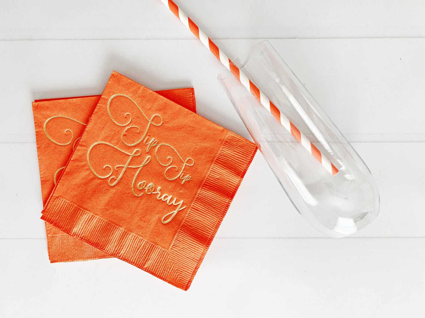 Sip Sip Hooray Mimosa bar orange cocktail napkins with gold foil imprint - perfect for a citrus inspired bridal shower or garden party Celebrate in style with our bold and vibrant Orange Party Supplies. From balloons to tableware, favors and decorations, we have everything you need to create a memorable celebration. Shop our wide selection of high-quality products now