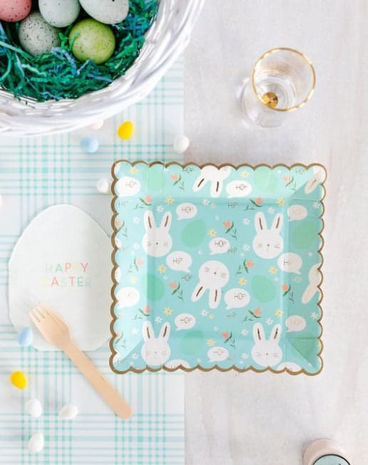 Bunny Dinner Plates - Blue Square