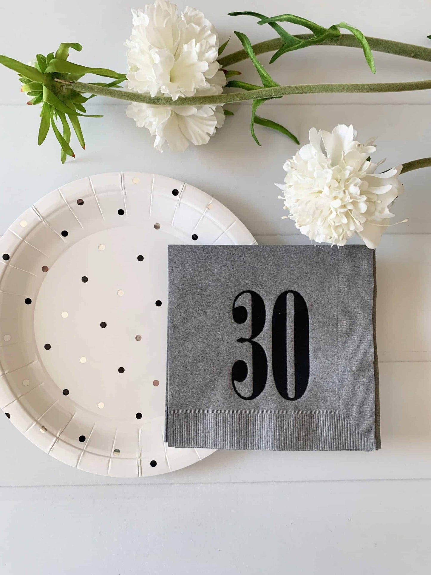 30th Birthday Napkins - Grey & Black