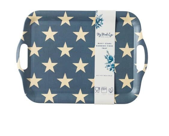 Navy Stars Bamboo Tray