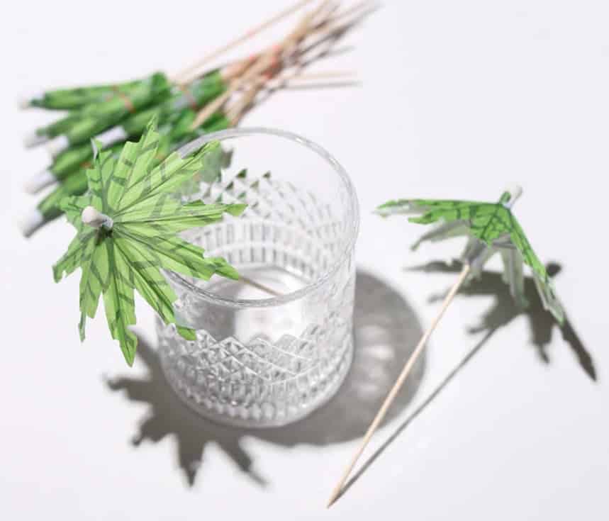 Tropical Green Umbrella Cocktail Picks