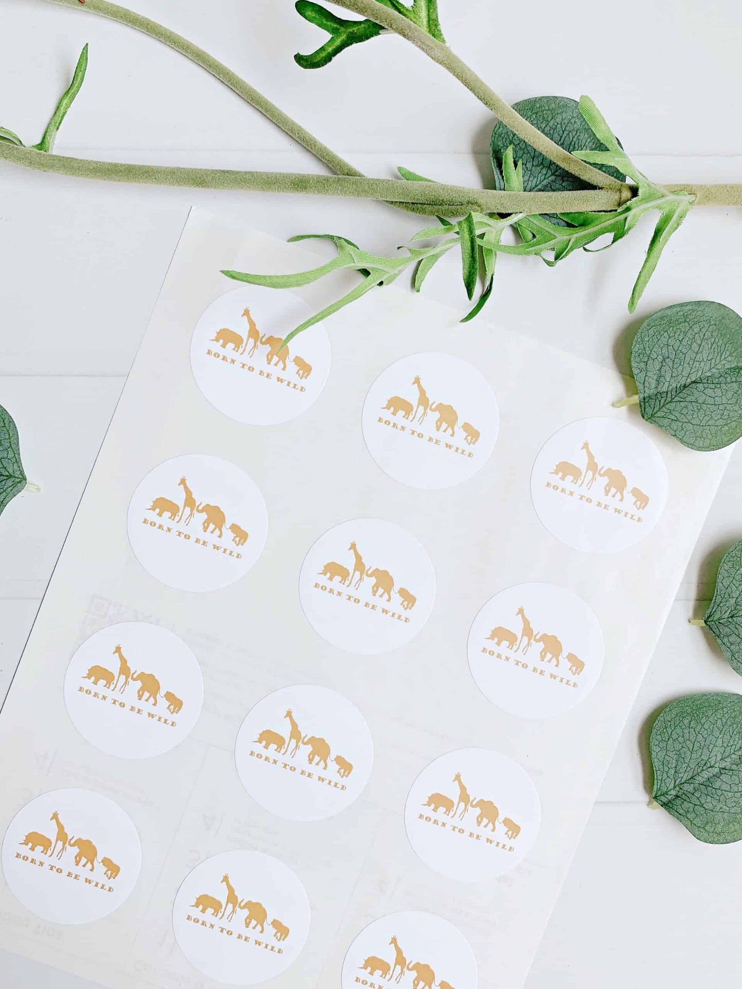 Safari Baby Shower Stickers - Born to Be Wild