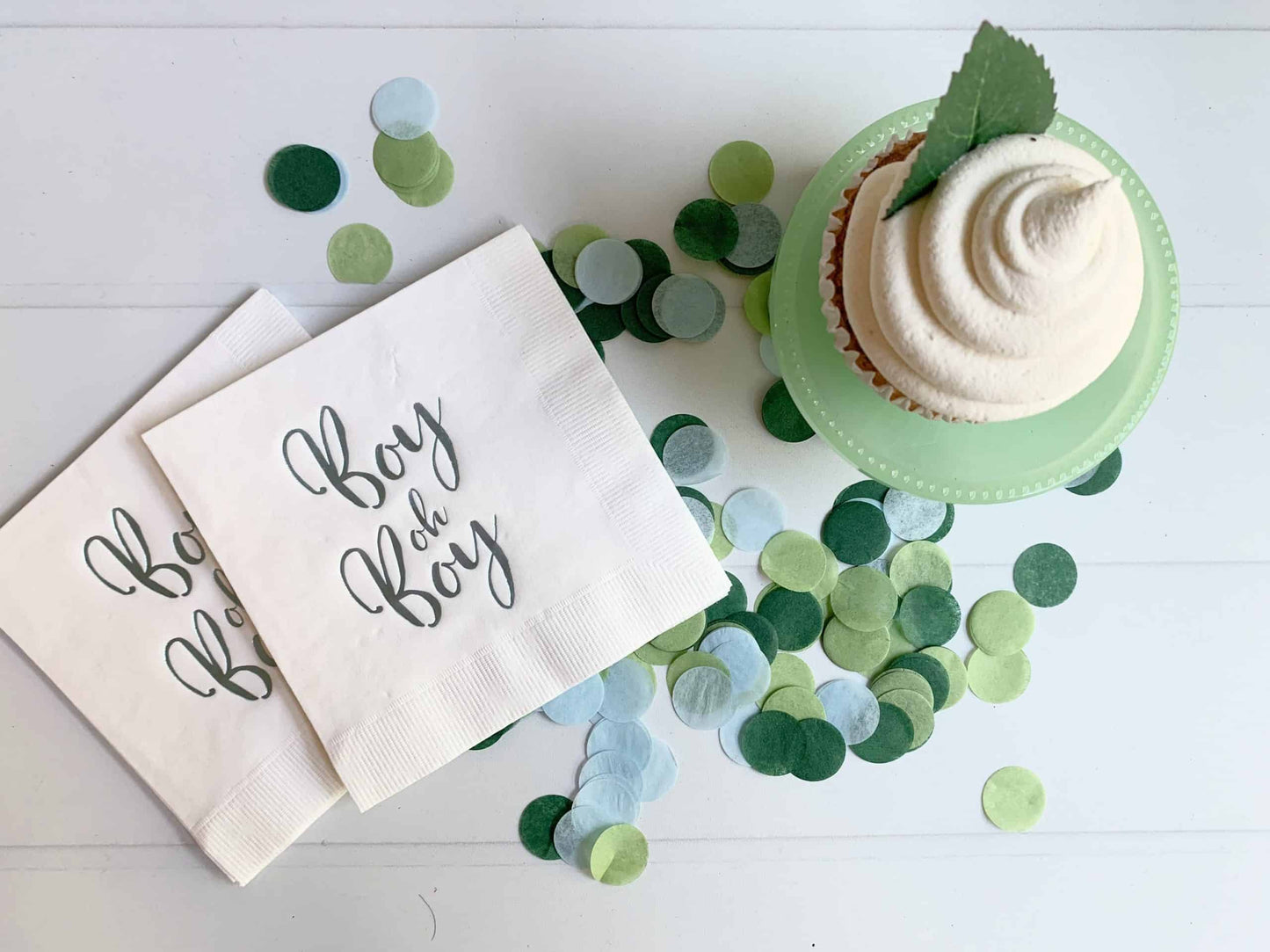 Boy oh Boy - Blue on White Baby Shower Cocktail Napkins