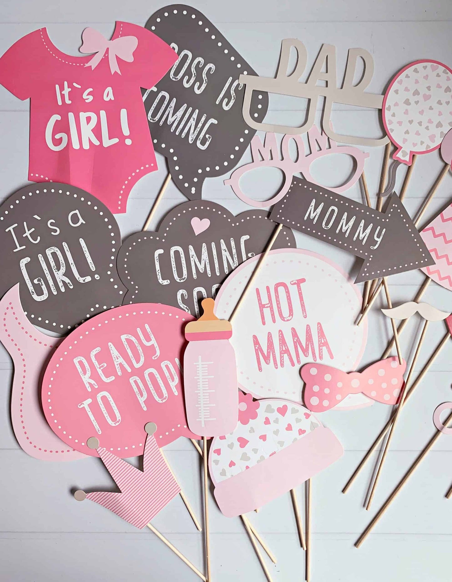 Baby Girl Shower Photo Props