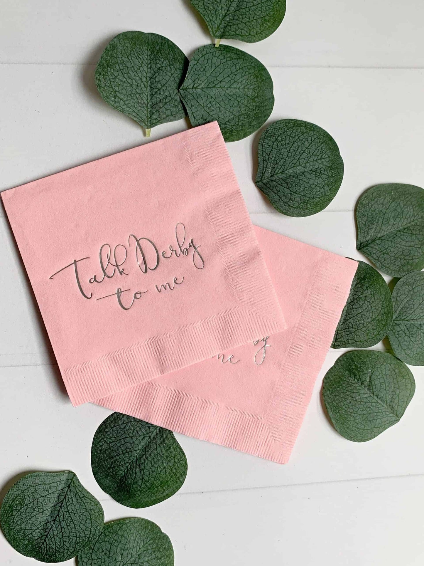 Talk Derby to Me Cocktail Napkins - Pink with Silver