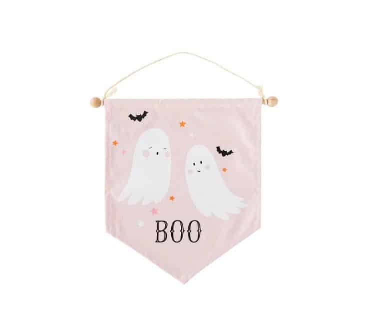 Boo Pink Ghost Canvas Banner