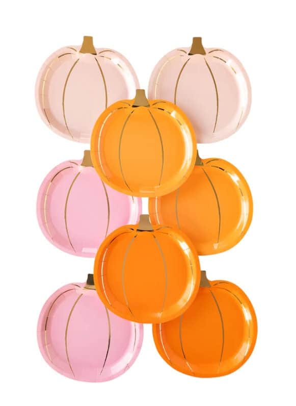 Pink and Orange Ombre Pumpkin Plates