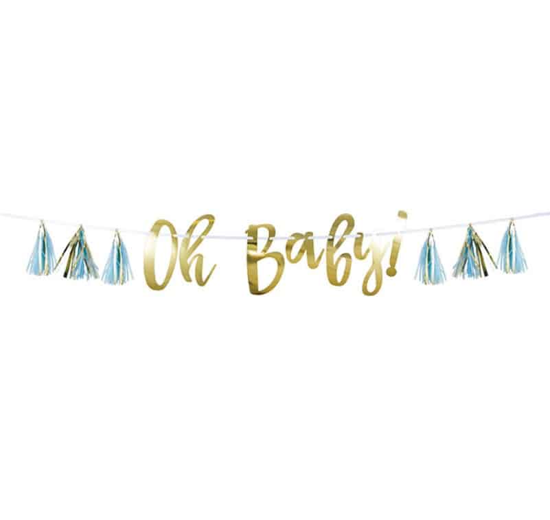 Oh Baby Banner - With Baby Blue Tassels