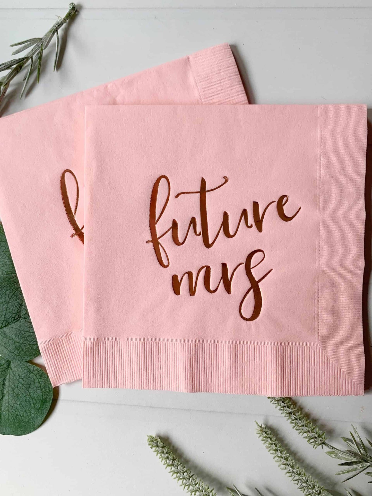 Future Mrs. Bridal Shower Napkins- Blush and Rose Gold