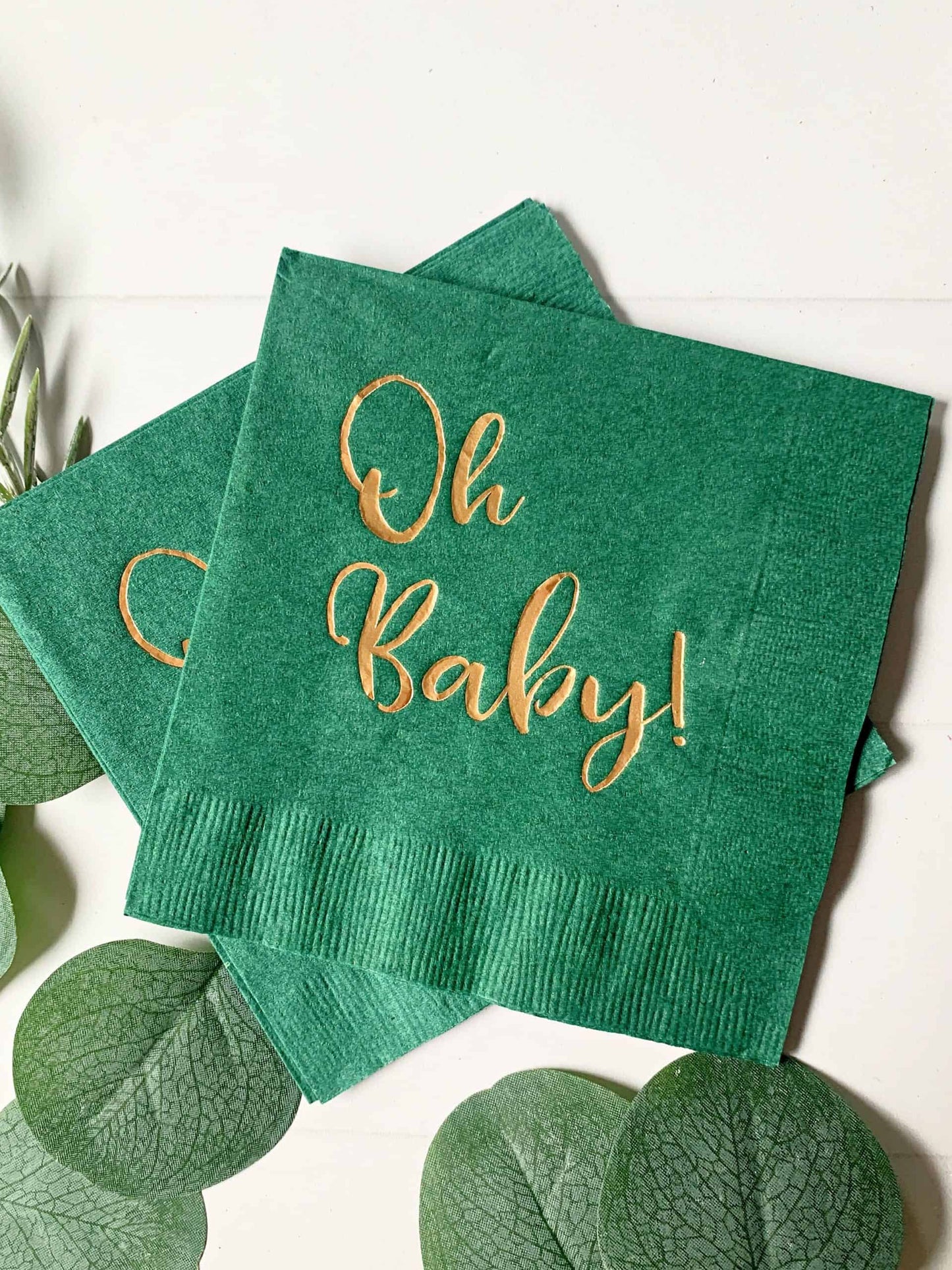 Oh Baby! Gold on Forest Baby Shower Cocktail Napkins