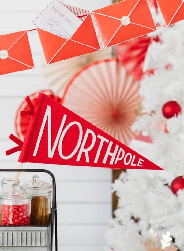 North Pole Pennant Flag - Red Felt