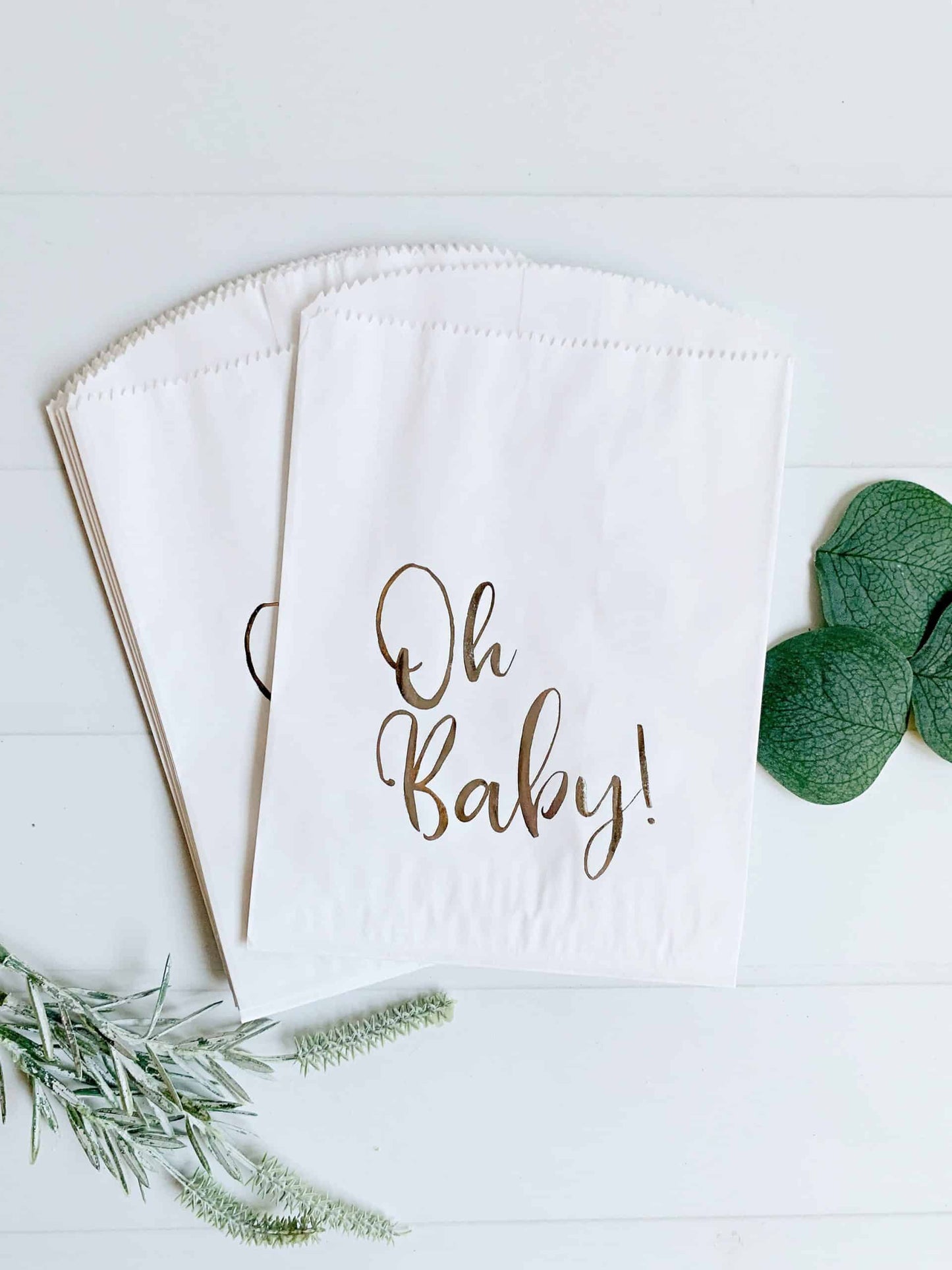 Oh Baby Shower Favor & Treat Bags- Silver