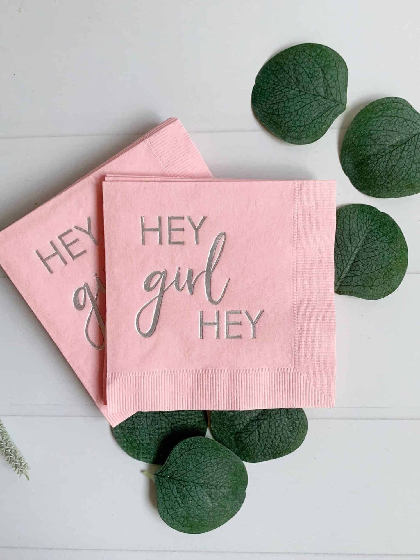 Hey Girl Hey Cocktail Napkins - Silver