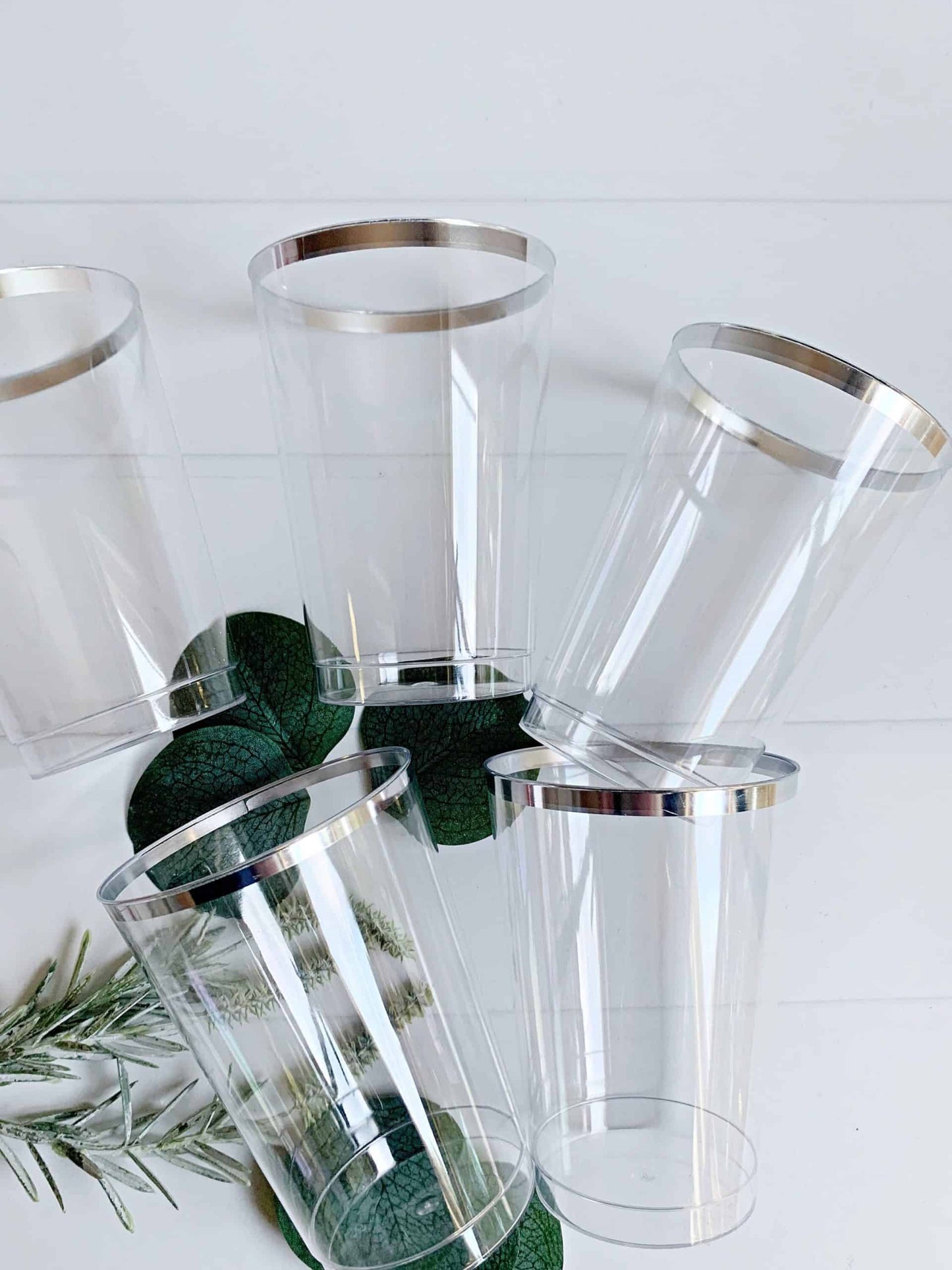 Silver Edged Cups - 12 oz Plastic