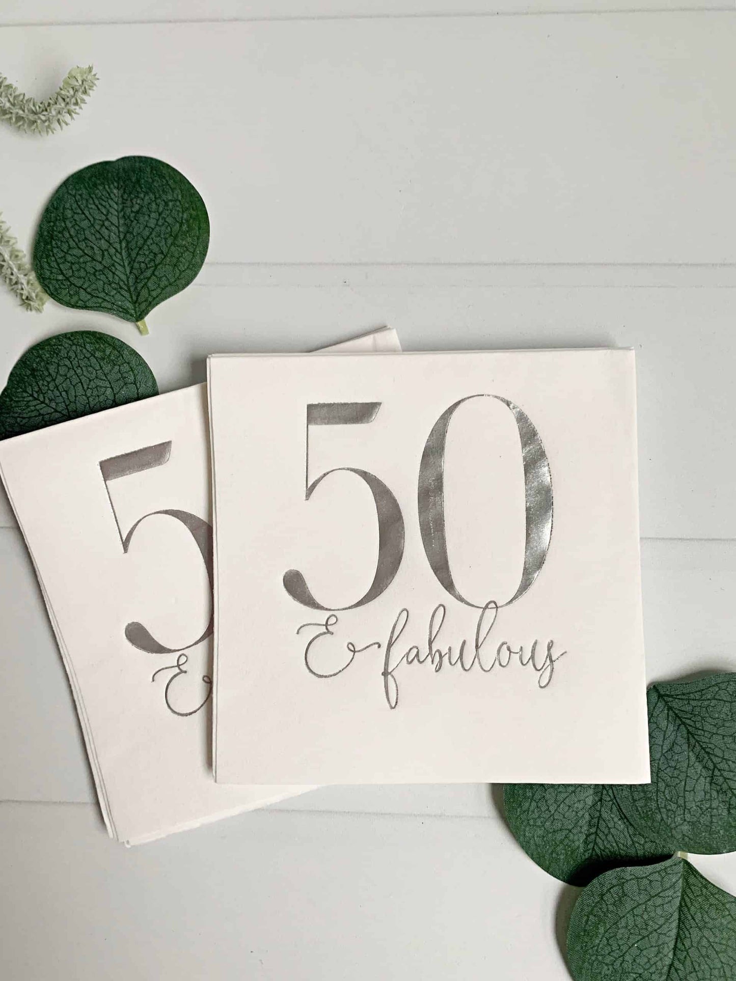 50 & Fabulous Cocktail Napkins- Silver