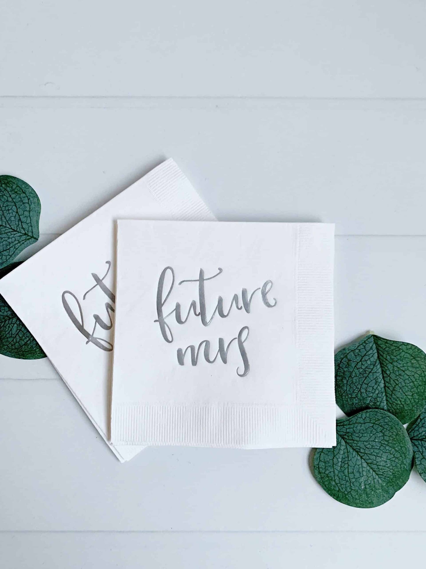 Future Mrs. Bridal Shower Cocktail Napkins- Silver Foil