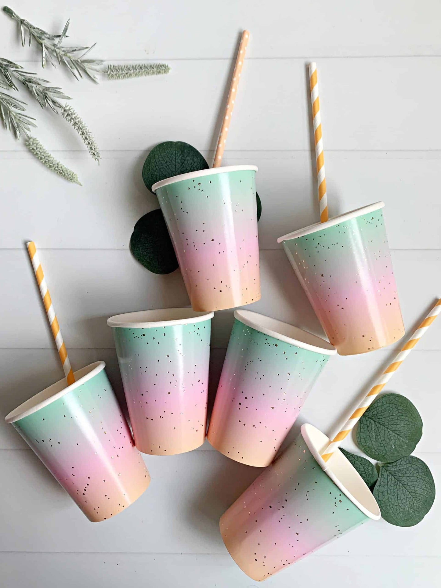 Rainbow Ombre Paper Cups