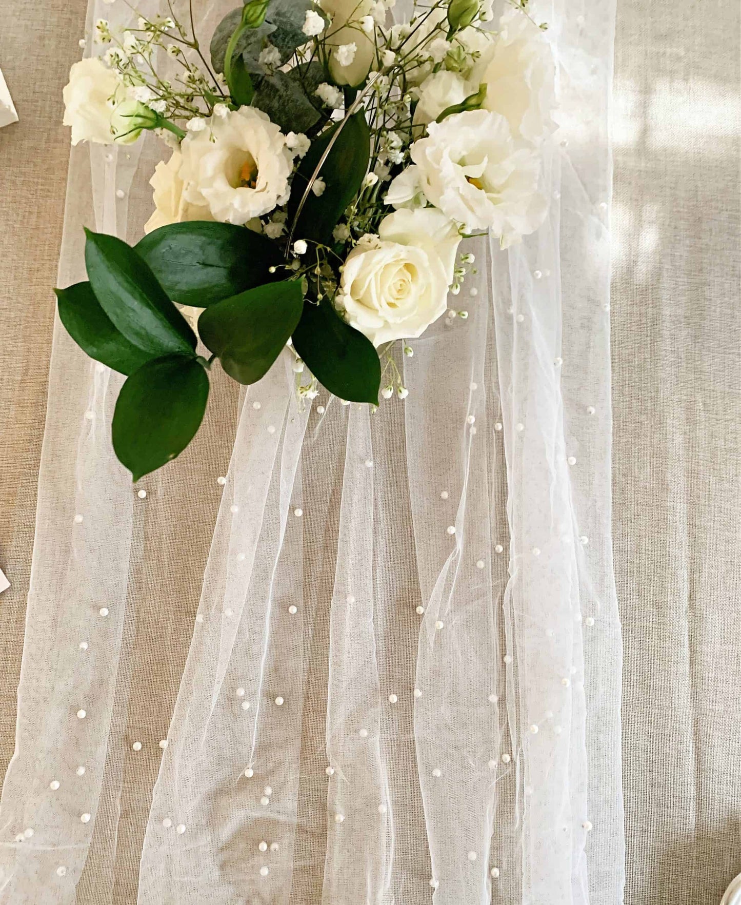 Pearl and Tulle Table Runner