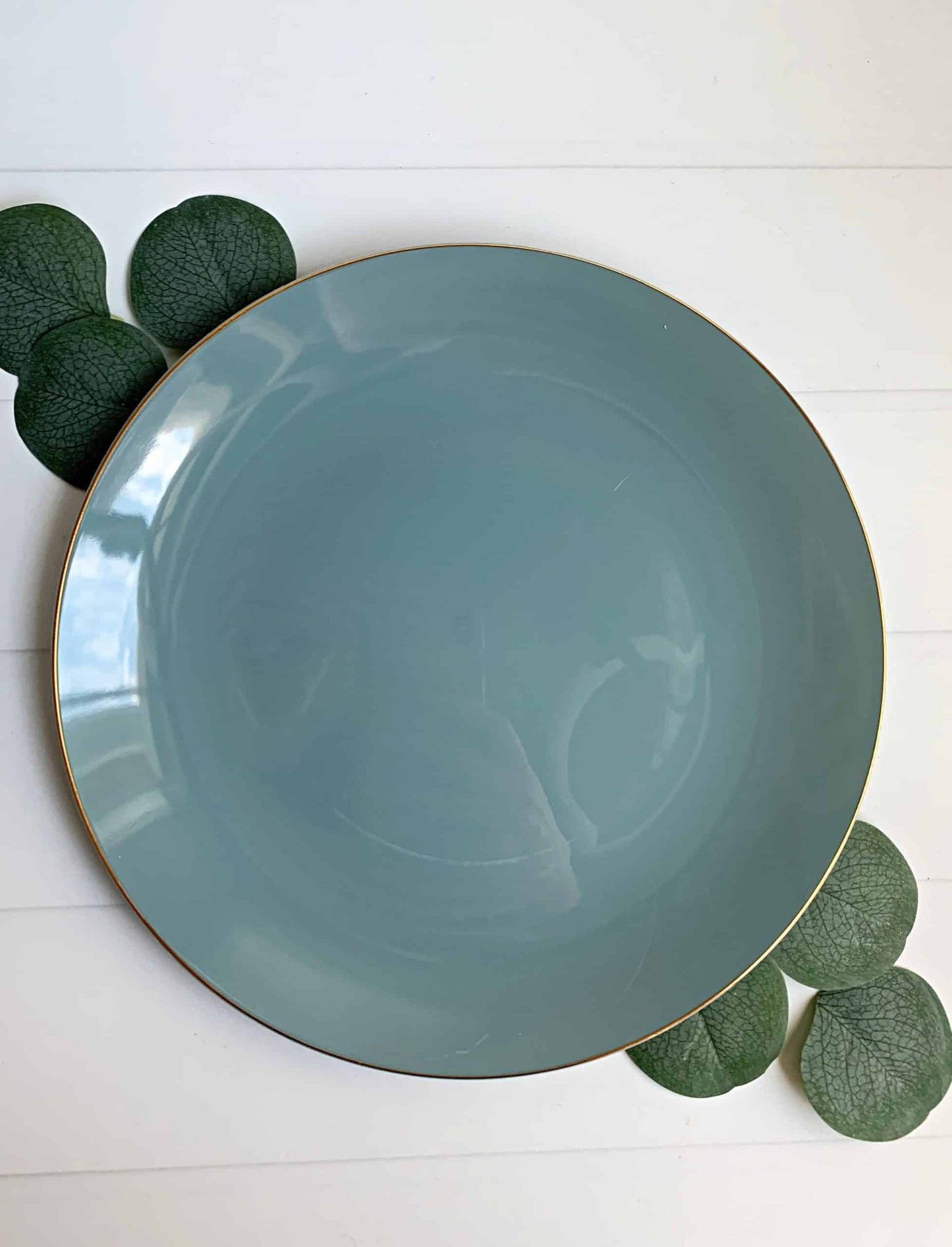 Dusty Blue with Gold Dinner Plates - Plastic