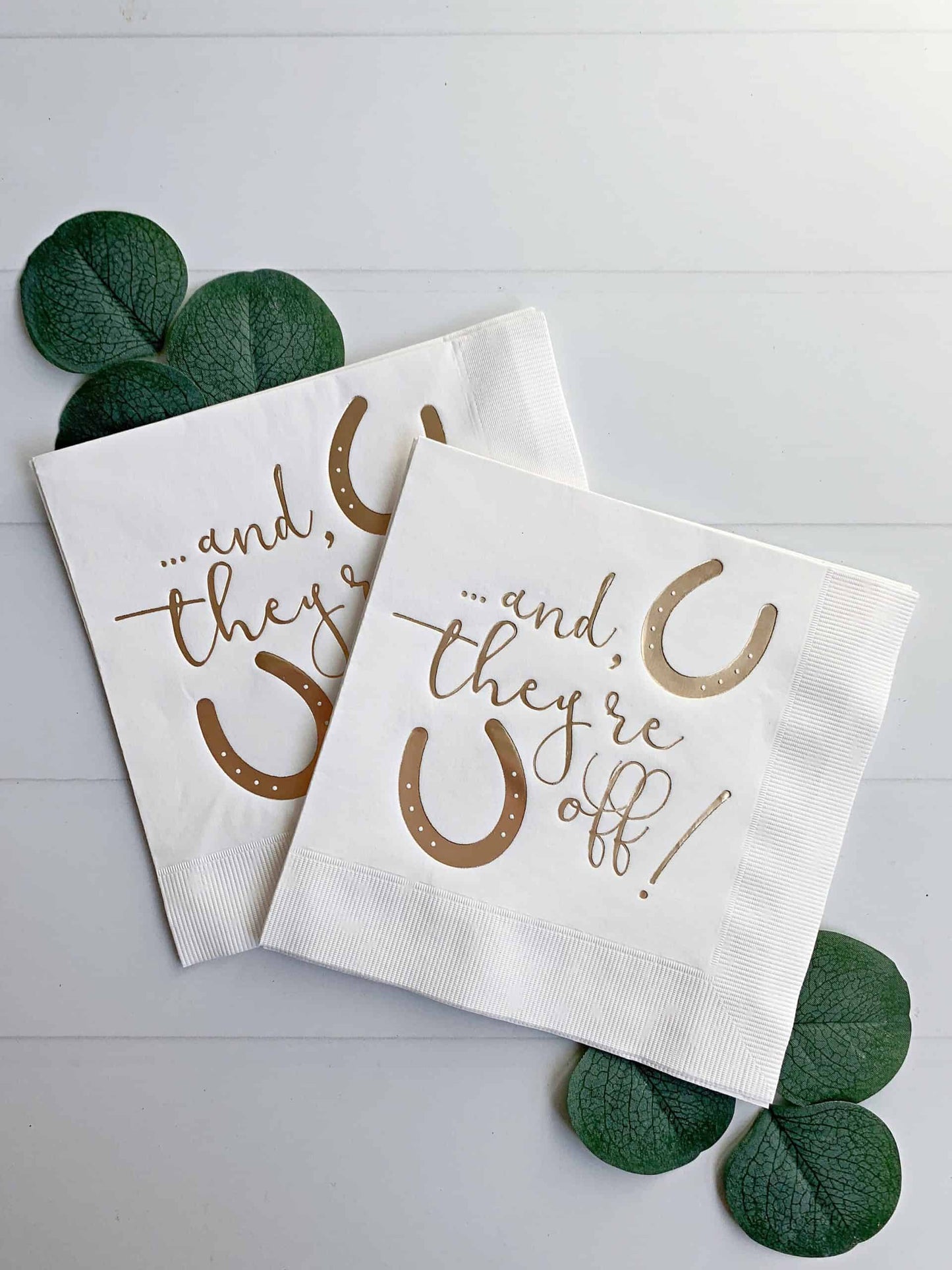 And They're Off Derby Luncheon Napkins - White