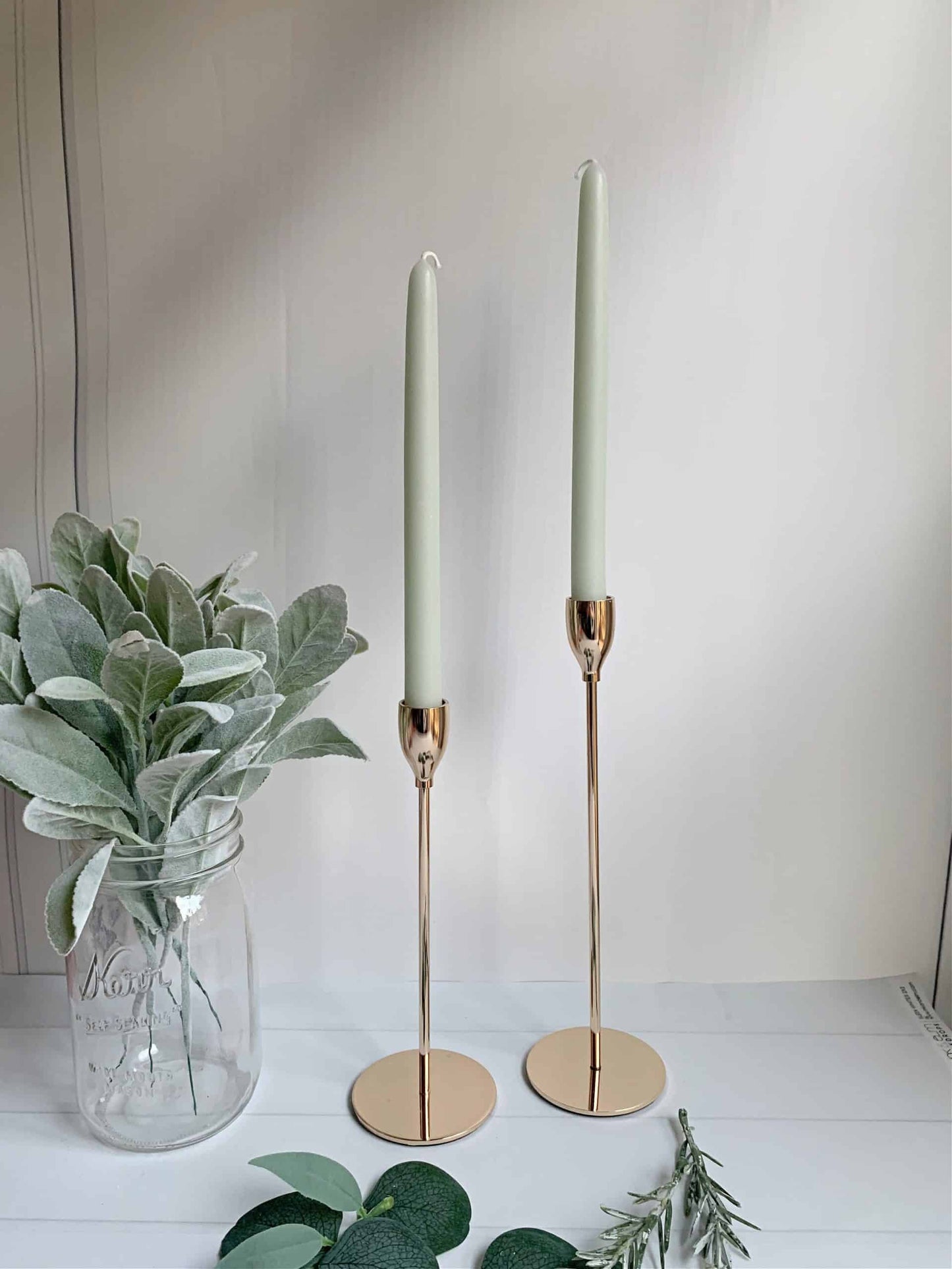 Sage Tapers 10 inch in 100% Beeswax