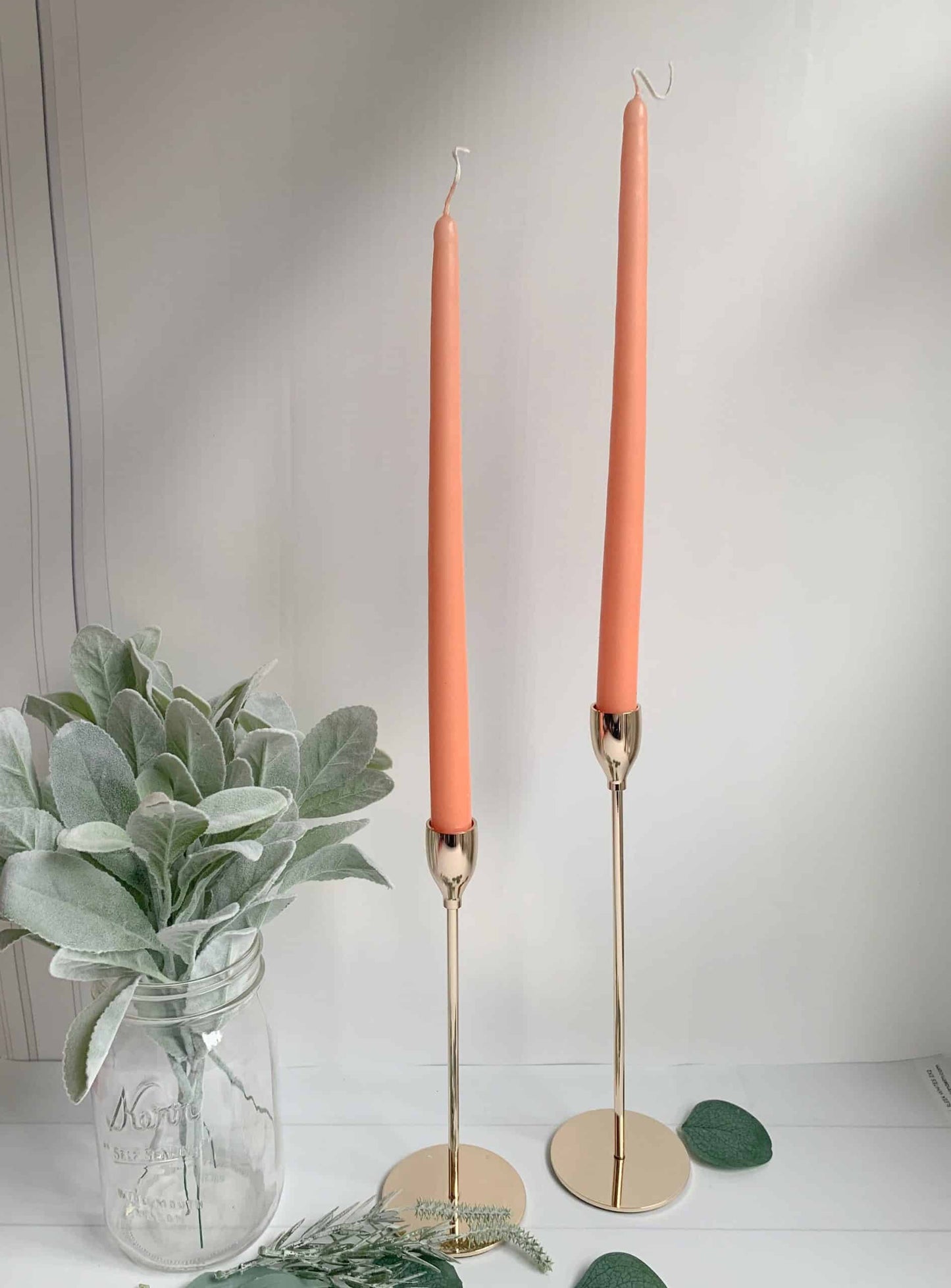 Coral Taper Candle - 12 Inch