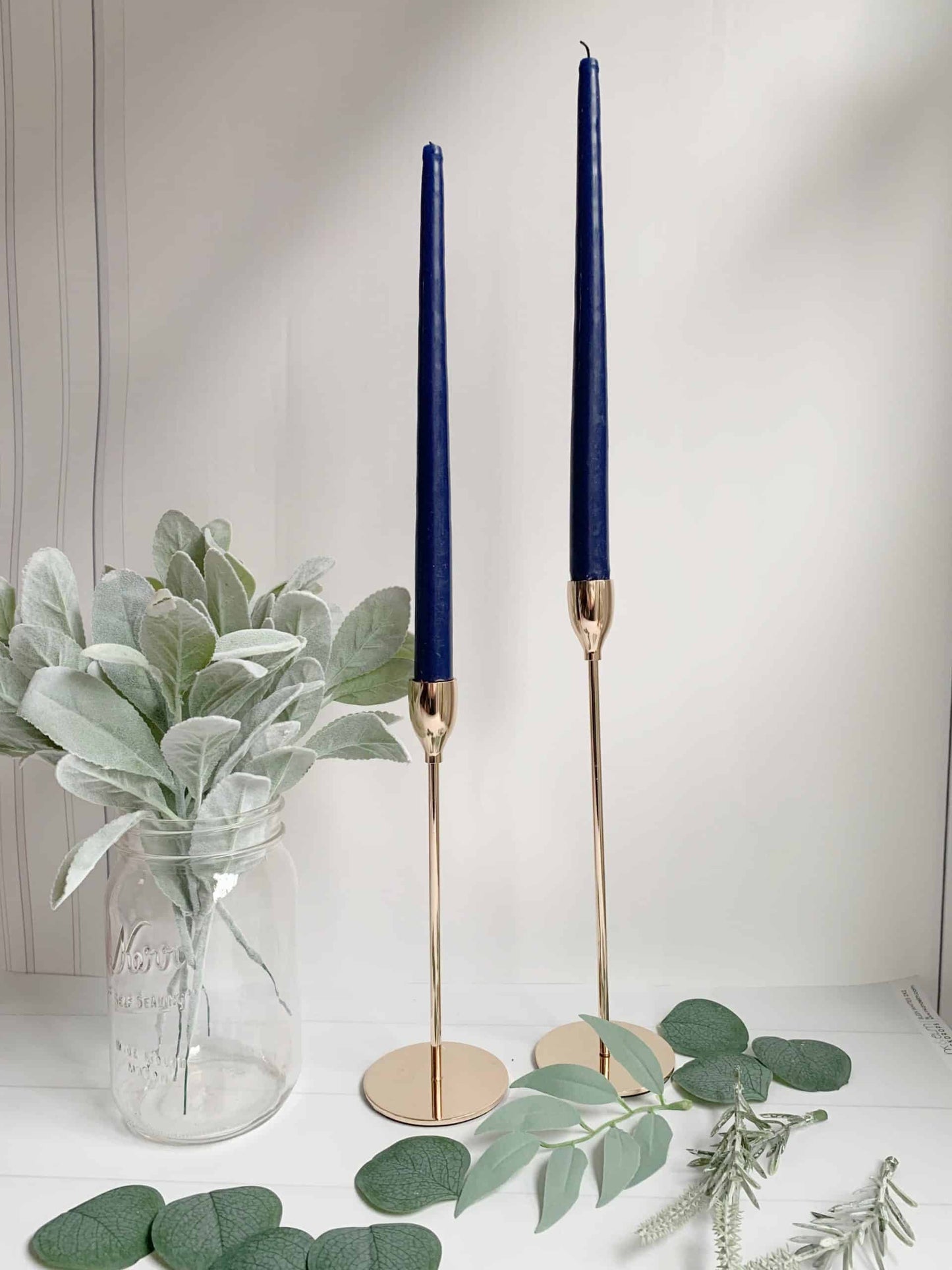 Navy Taper Candle - 12 Inch