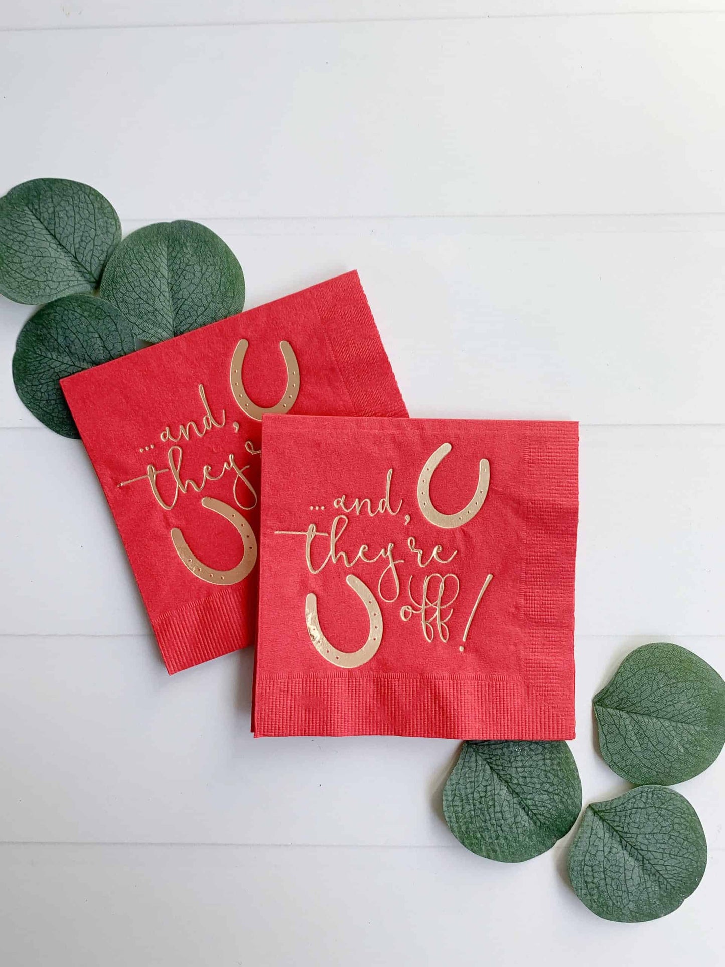 And They're Off Derby Cocktail Napkins - Red
