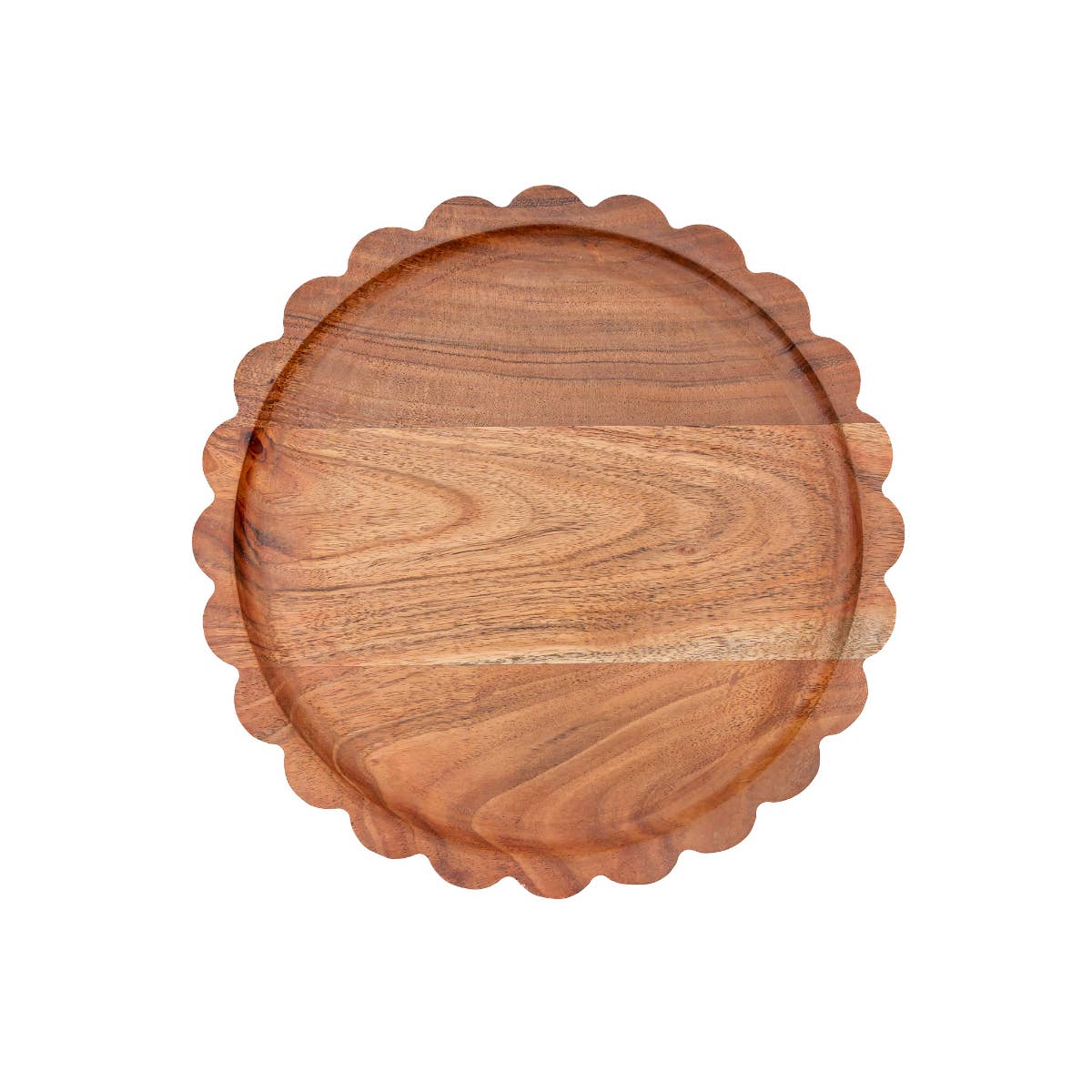 Scalloped Acacia Wood Serving Tray 11 Inch - Charcuterie Board Cottagecore Home Entertaining | EnFete Party