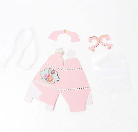 Blush Pink Teapot Favor Boxes - Set of 25 with Ribbon & Glue Dots