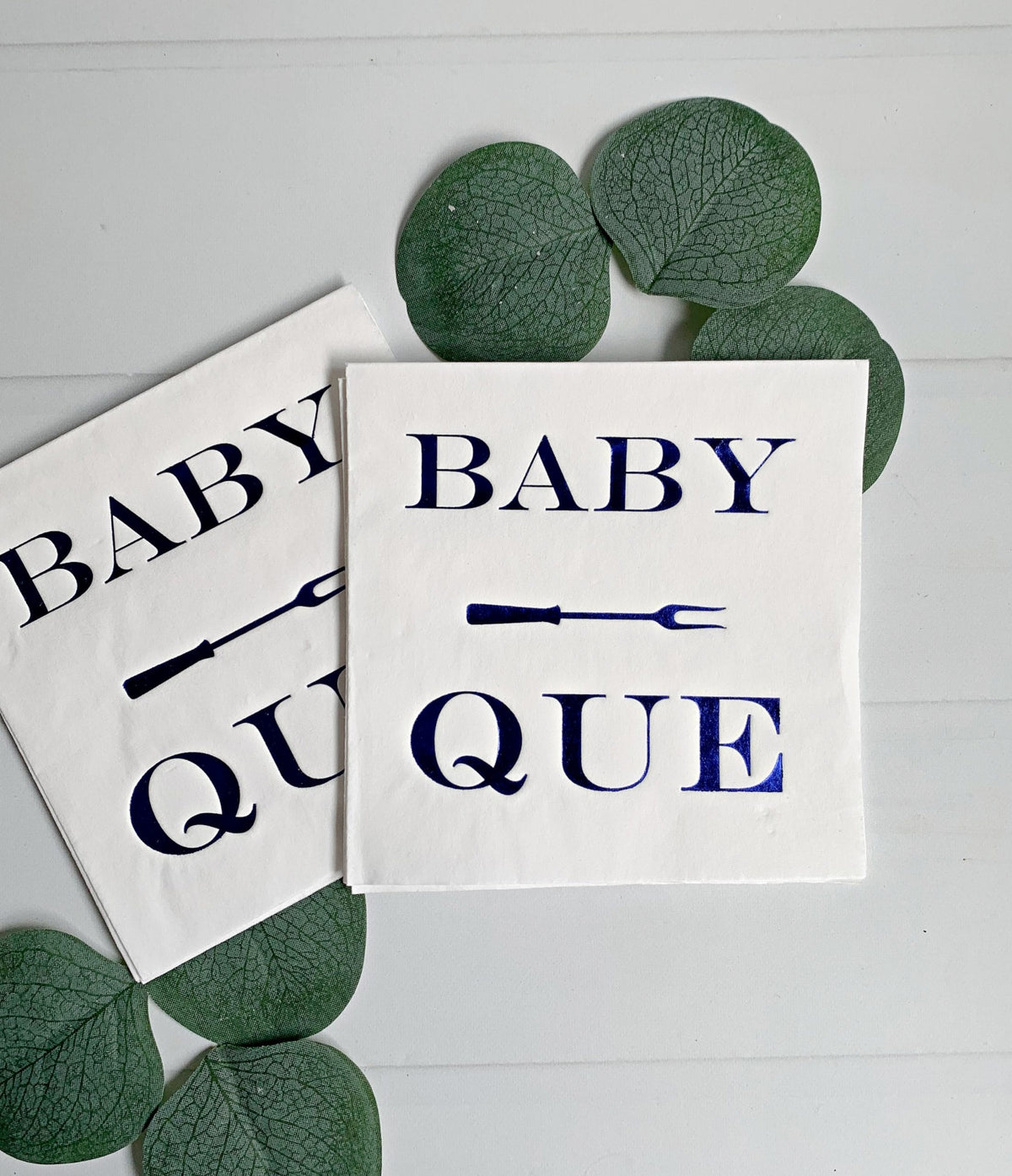 Baby Que Cocktail Napkins Blue Foil - BBQ Baby Shower & Gender Reveal - Set of 16 | EnFete Party
