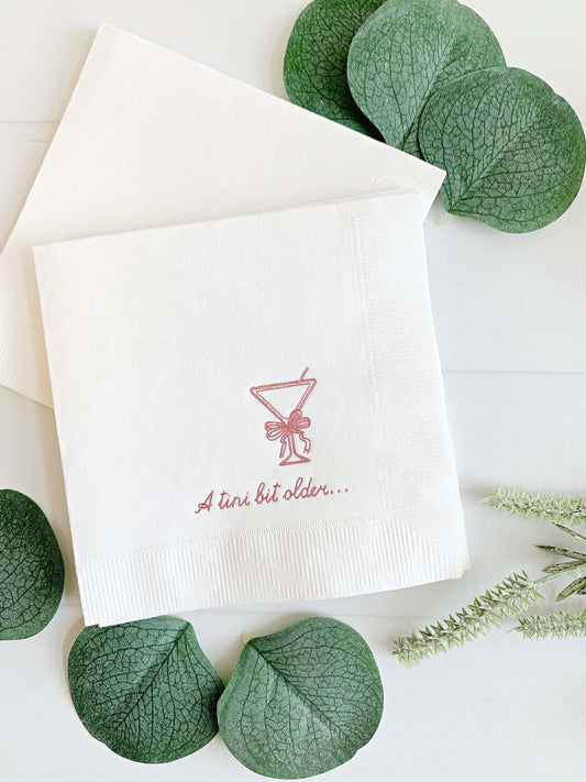 Just a Tini Bit Older Birthday Martini Napkins - Pink