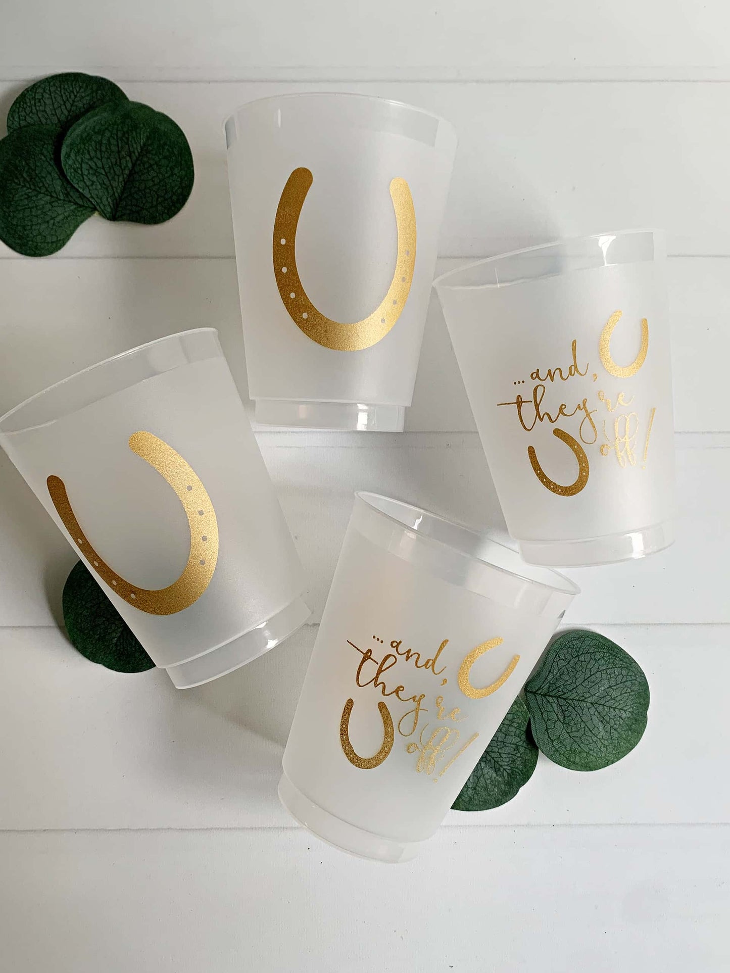 Kentucky Derby Inspired Cups - 16 oz Frosted Gold Cups - Party Essentials
