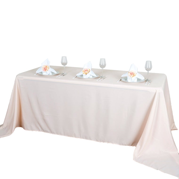 90"x132" Blush Polyester Rectangular Tablecloth